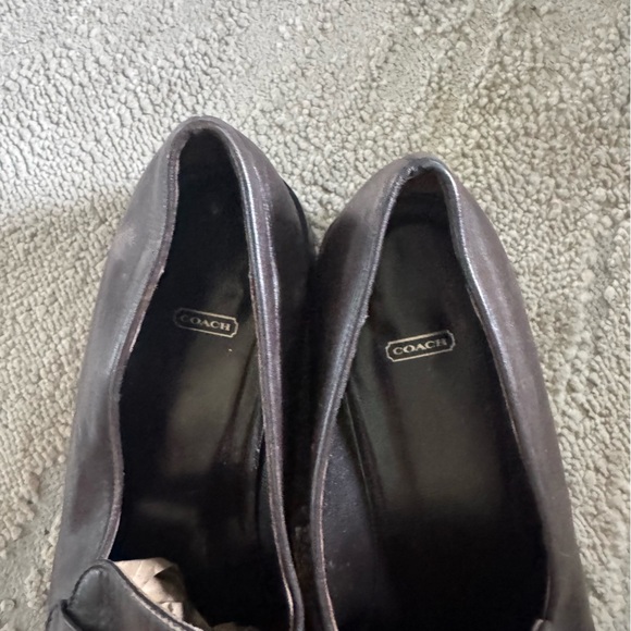 Coach loafers burgundy maroon brown chunky heel classic slip on leather 8.5 - Picture 8 of 11